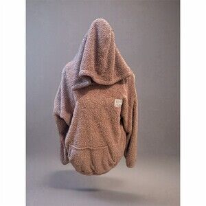 New Design  Hoodie Womens Size L Taupe Brown Oversized Sherpa Pullover Cozy